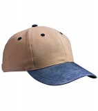 Czapka MB017 6 Panel Cap with suede peak - 017_lightkhaki_navy_MB Light khaki / Navy