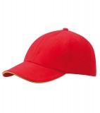 Czapka MB6112 6 PANEL SANDWICH CAP - 6112_signalred_goldyellow_MB Signal red / Gold yellow