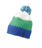 Czapka MB7940 Crocheted Cap with Pompon - 7940_aqua_limegreen_white_MB Aqua / Lime green / White