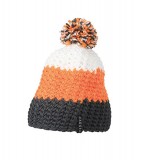 Czapka MB7940 Crocheted Cap with Pompon - 7940_carbon_orange_white_MB Carbon / Orange / White