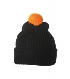 Czapka MB7540 Knitted Cap with pompon - 7540_black_orange_MB Black / Orange
