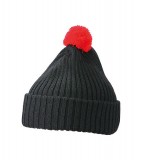 Czapka MB7540 Knitted Cap with pompon - 7540_black_red_MB Black / Red