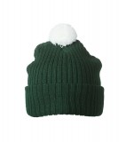 Czapka MB7540 Knitted Cap with pompon - 7540_darkgreen_white_MB Dark green / White