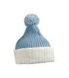 Czapka MB7540 Knitted Cap with pompon - 7540_lightblue_offwhite_MB Light blue / Off white