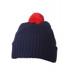 Czapka MB7540 Knitted Cap with pompon - 7540_navy_red_MB Navy / Red