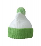 Czapka MB7540 Knitted Cap with pompon - 7540_white_limegreen_MB White / Lime green