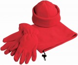 Zestaw polarowy czapka, rękawiczki, szalik - 11100600_czerwony_US Czerwony