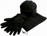 Zestaw polarowy czapka, rękawiczki, szalik - 11100602_czarny_US Czarny